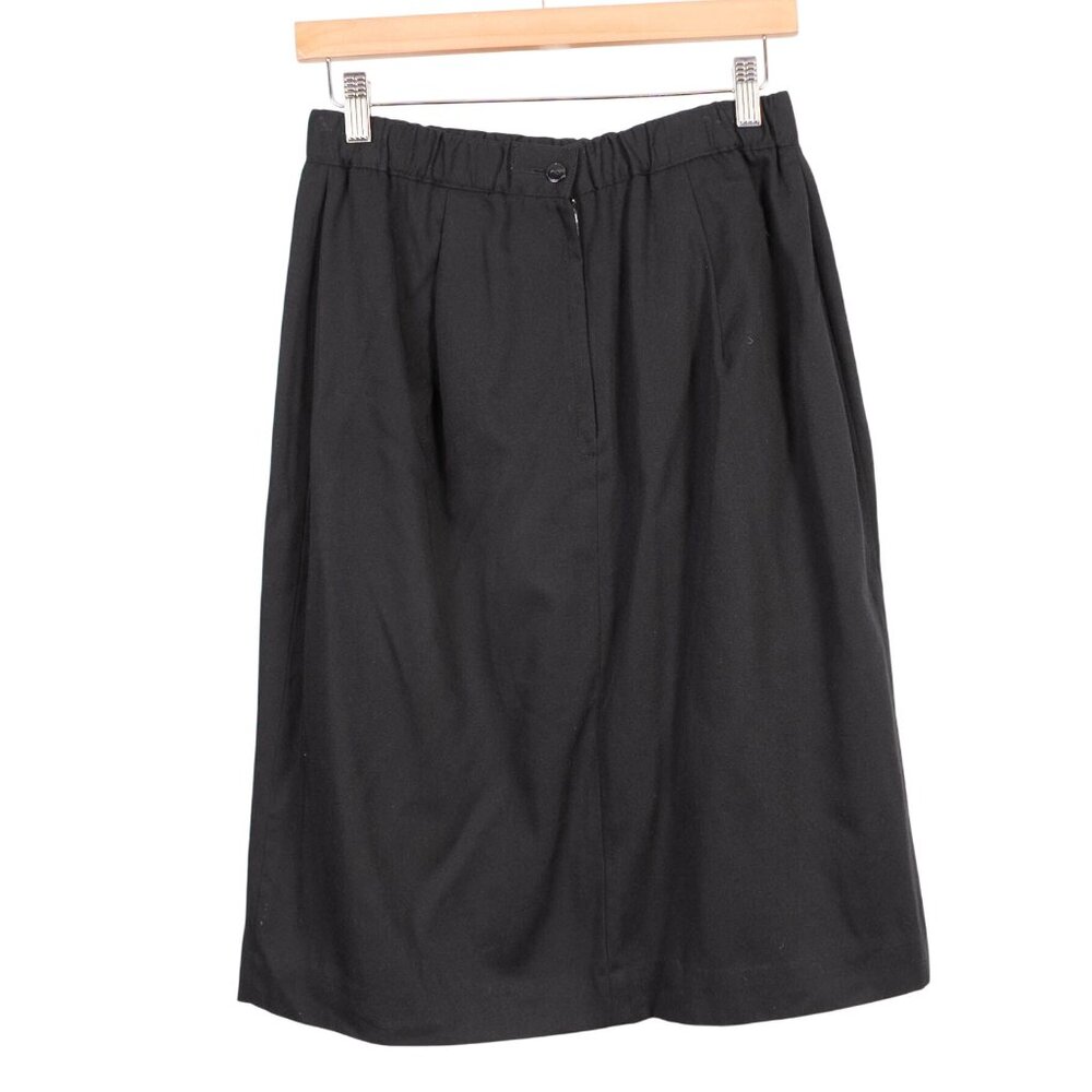 VTG Pleated Pencil Skirt 16 Womens Black Knee Length Career Casual Basic Classic - Picture 4 of 5